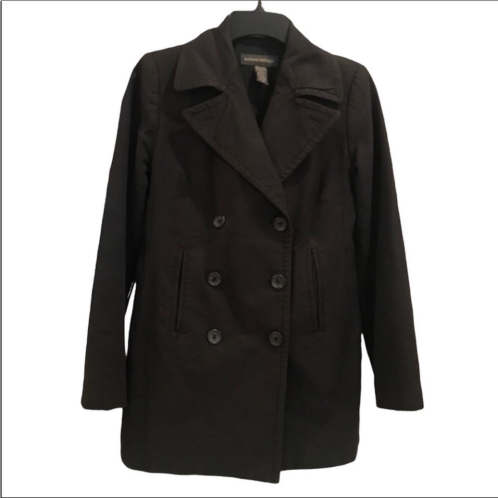 Banana Republic Women’s Black Double Breasted Pea Coat Made In Italy XS